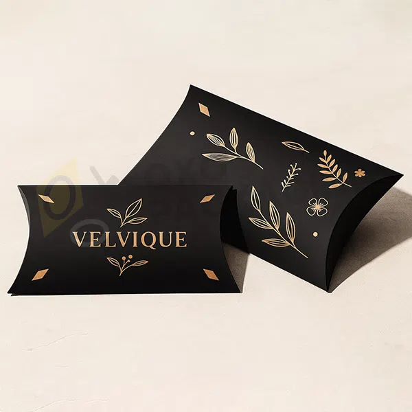 black pillow box packaging
